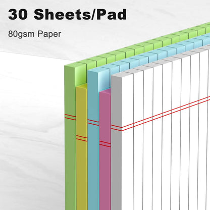 5pcs Small Note Pads 5x8 Notebook College Ruled Legal Pads Color Notepads 5 Pack Study Back Writing Pads 5 x 8 Perforated Narrow Ruled Pads of Paper for School & Office Supplies 30 Sheets/Pack