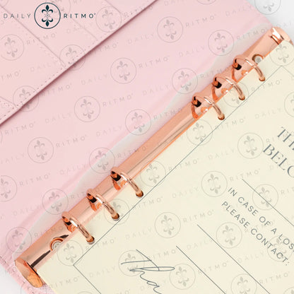 DAILY RITMO A5 Checkered PU Leather 6-Ring Binder Notebook - 160-Page To-Do List Planner, Work Notebook, Daily To Do List Notepad, Office Stationery, Desk & Work & Office Accessories