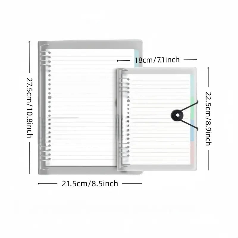 A5/b5 Loose-Leaf Notebook with Removable Metal Clip, 60 Pages of Ruled Paper, One-Button Design for Easy Refills, Refillable, Ideal for Office, Meetings, Study, Notebook for work