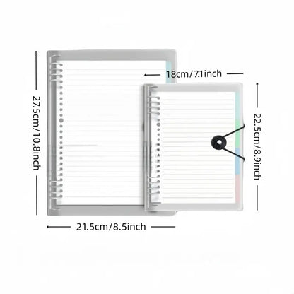 A5/b5 Loose-Leaf Notebook with Removable Metal Clip, 60 Pages of Ruled Paper, One-Button Design for Easy Refills, Refillable, Ideal for Office, Meetings, Study, Notebook for work