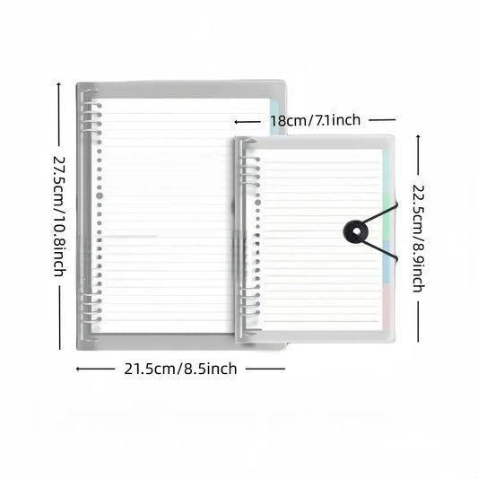 A5/b5 Loose-Leaf Notebook with Removable Metal Clip, 60 Pages of Ruled Paper, One-Button Design for Easy Refills, Refillable, Ideal for Office, Meetings, Study, Notebook for work