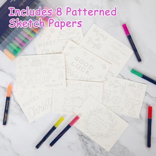 FINENOLO Outline Shimmer Markers, 36 & 48 Glitter Metallic Gel Pens for Coloring, Teenage Girls Gifts, School Supplies for Kids Ages 4-8,10,16, Art Crafts Journaling Office Stationery