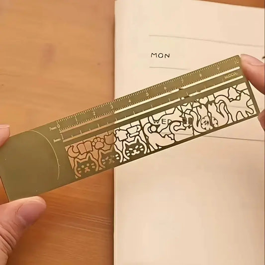 1pc 3-In-1 Cat Lover Ruler Template, Cute Dual-Sided Bookmark & Ruler, Precise Multifunctional Stationery for Journals, Planners, Note-Taking Accessories, Home Office Supplies