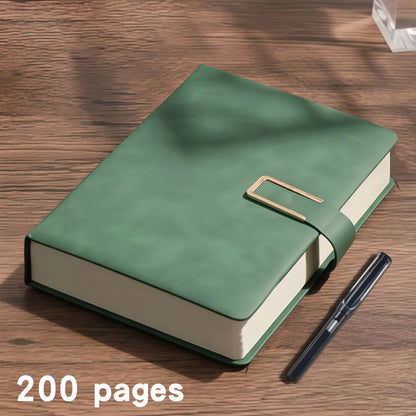 [Back to School Must-Have] A5 Premium PU Leather Bound Journal - Buckle Close Hardcover Work Notebook, 200 Thick Pages for Journaling, School Use