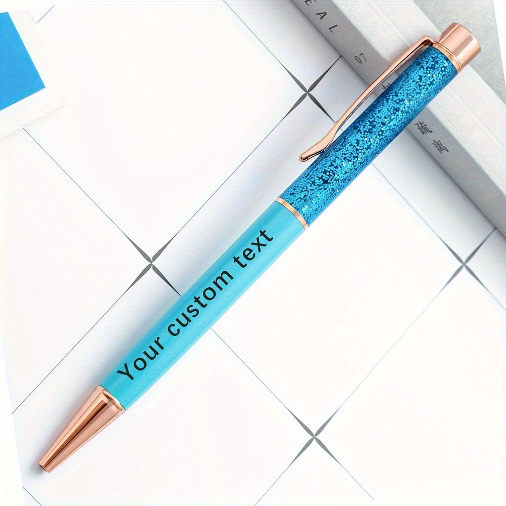 1pc Custom Liquid Sand Round Ballpoint Pen - Personalized Engraved Rose Golden Glitter Pen - Christmas Gift - Bridesmaid Gift - Female Boss Pen - Valentine's Day Gift, Custom Engraved Ballpoint Pen for Company and School
