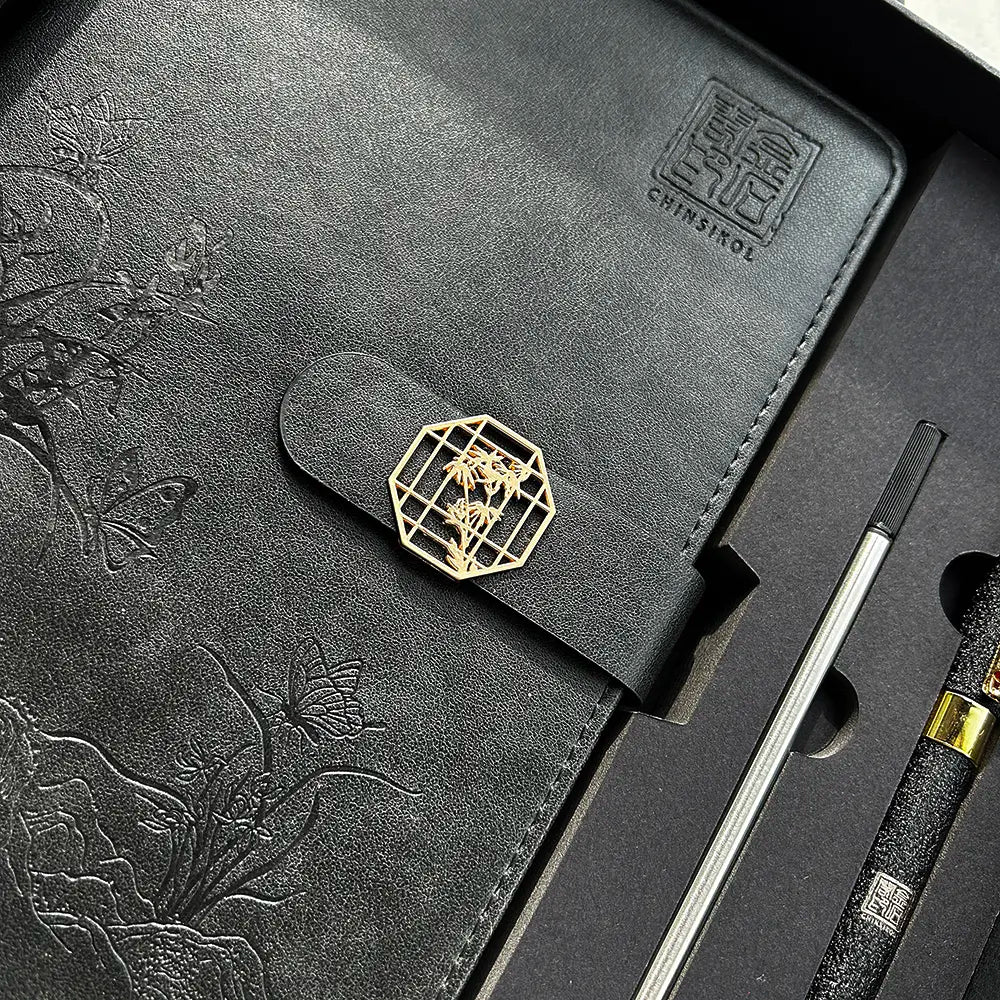 Chinsikol Chinese-Style Hardcover Business Notebook Journal Gift Set, Aesthetic Notebook, Orchid Embossed Springtime Design, Ideal for Notes and Meetings #GLOBAL PICKS