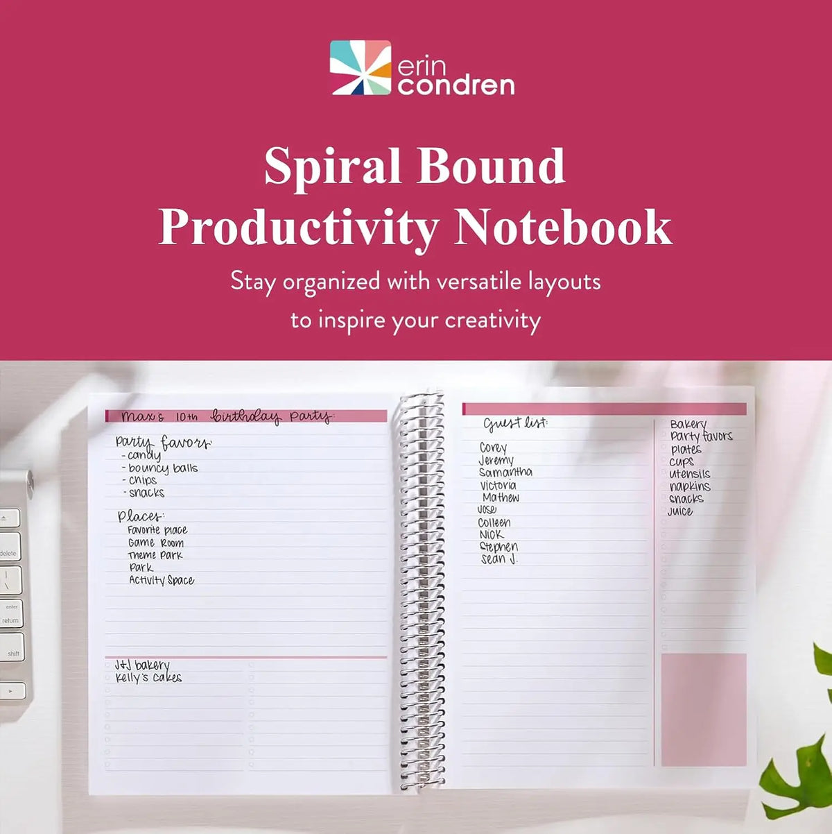 Durable Writing Notebook - 7x9 In, 80lb Paper, Colorful Layers, Productivity Layout, Platinum Coil Binding, College Ruled, Ideal for Note Taking & Task Lists