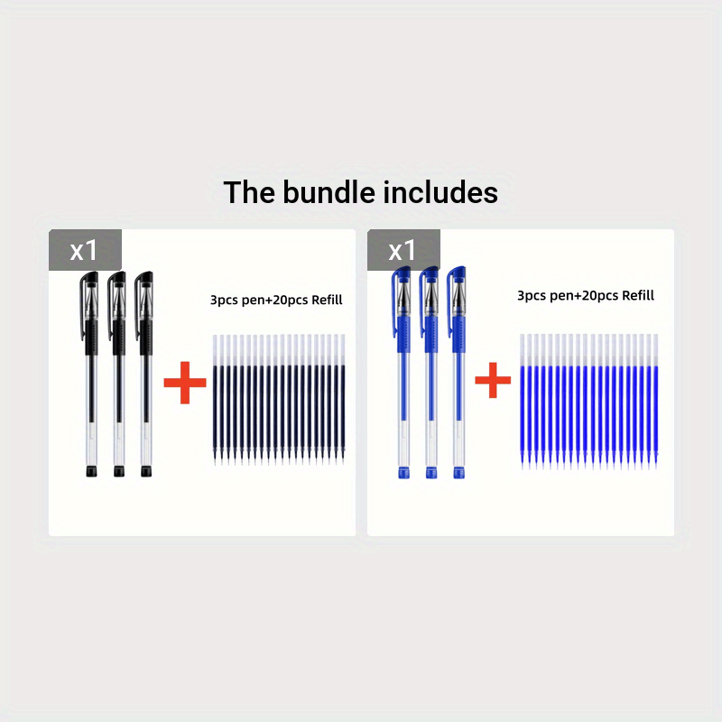 [Business Sign Pens] 23pcs [3pcs Pen And 20pcs Refills] Business Sign Pens Blackcollege High School Students Office Stationery Examination Water Pen Needle Head 0.5Mm Neutral Pen