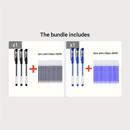 [Business Sign Pens] 23pcs [3pcs Pen And 20pcs Refills] Business Sign Pens Blackcollege High School Students Office Stationery Examination Water Pen Needle Head 0.5Mm Neutral Pen