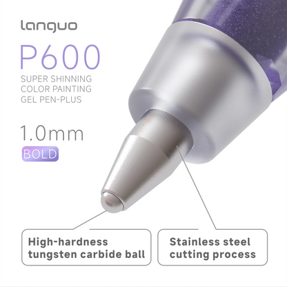 Languo 72 Metallic Glitter Gel Pens - Aesthetic Pens, Colorful/Glitter Drawing & Painting Supplies, Office Stationery, Ideal for Girls to Ignite Spark of Creativity, Adult Coloring Books
