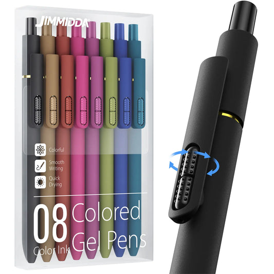 Jimmidda Colorful Gel Pens, 8 Pack Vintage Colored Ink Pens with Fidget Ball, 0.7mm Medium Point Quick Drying Smooth Writing Gel Pen, Ergonomic Grip Retractable Ballpoint Pens for Journaling, Note Taking, Doodling, School Office Supplies & Gift Cards outd