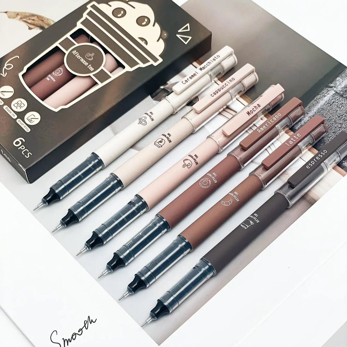 Coffee Theme Liquid Quick-drying Ink Gel Pen, No Smear Soft Touch Pen for Note Taking Drawing School Office Stationery Supplies, College Student Pen, Aesthetic Pens, Writing Pen, Creative Stationery