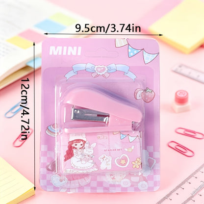 [2pcs Cartoon Mini Stapler Set] 2pcs Cartoon Mini Stapler Set, Portable Mini Stapler Set, Small Office Stapler