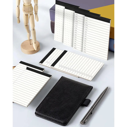 10 count Notepad Holder Set Pocket Notebook - Included Mini Pocket Notepad Holder Set with 8 Memo Book Refills and Metal Pen for Meetings, Daily Records, and Notes 3 x 5 Inch (Brown)