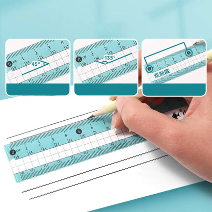 1Pc/2Pcs Geometry Tool Set with Metal Case, 7-Piece Drafting Kit Including Compass, Protractor, Straight Ruler, Triangle Rulers, Eraser and Lead Refills, Accurate Portable Measuring Tool, Measuring Instrument for Drawing, Design, Math and Office Use