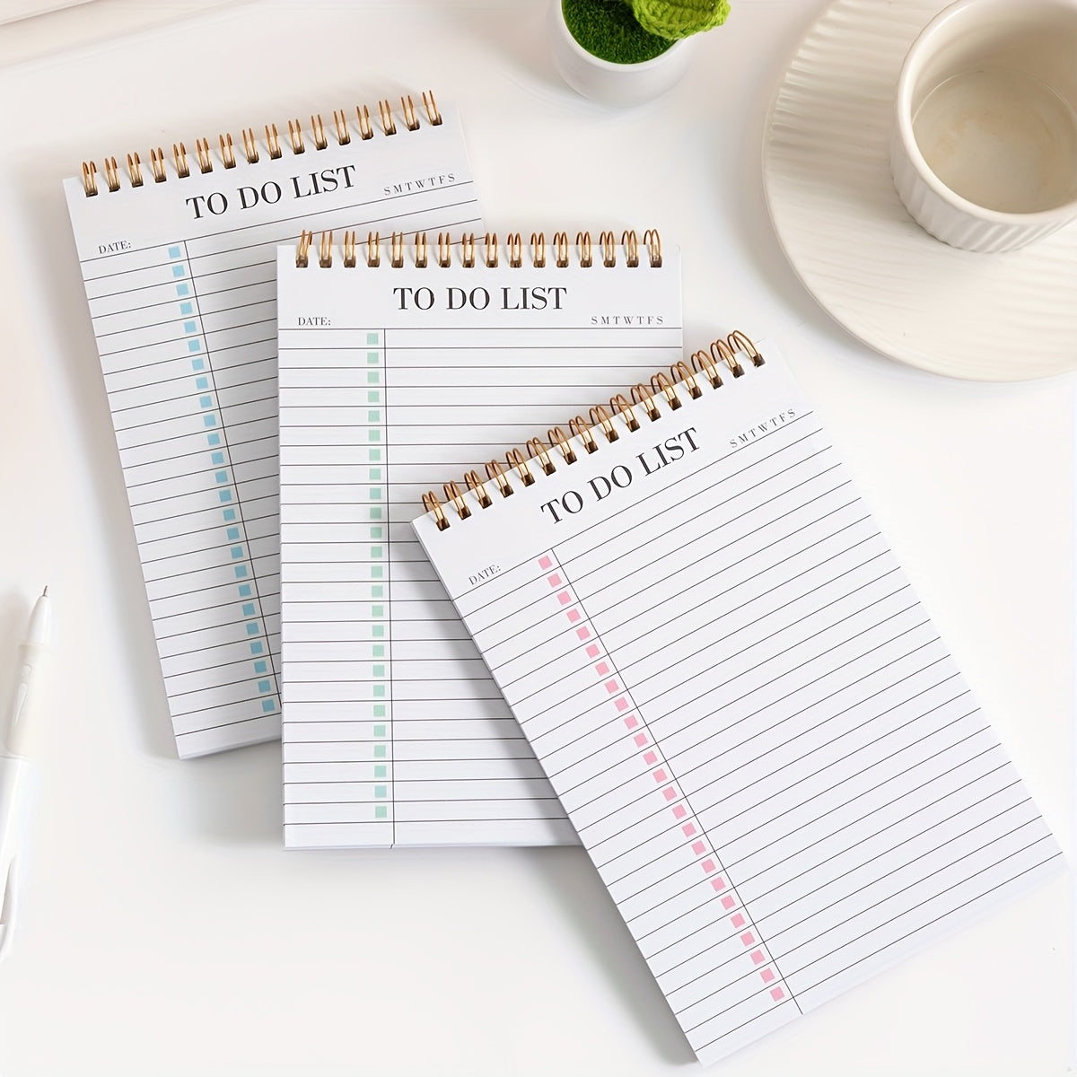 Office Supplies to Do List Notepad, Undated Daily Planner Notepad with to Do List Notebook Checklist Planner Spiral Cover Notepad for School Planner, 52 Sheets, 5.71"*8.66" A5 Size