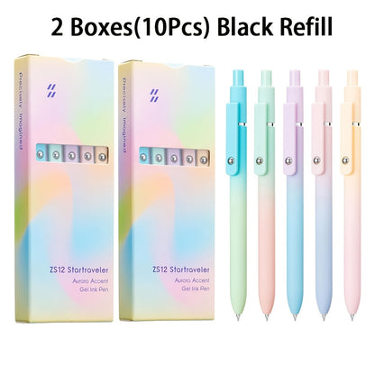 Aurora Gradient Retractable Gel Pens for Writing, 0.5mm Black Ink Quick Dry Gel Pens, Luxury Business Office Gift, Back to School, Valentine's Day Wedding Party Gift Stationery Supplies