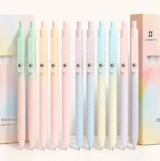 10Pcs Compact Retractable Clip Design Multicolor Press-Type Quick-Drying Carbon Gel Pens - Portable Modern Minimalist Office Stationery for Kids, Adults, Ideal for Diary, Scrapbooking, Thanksgiving & Graduation Gifting, Office Accessories