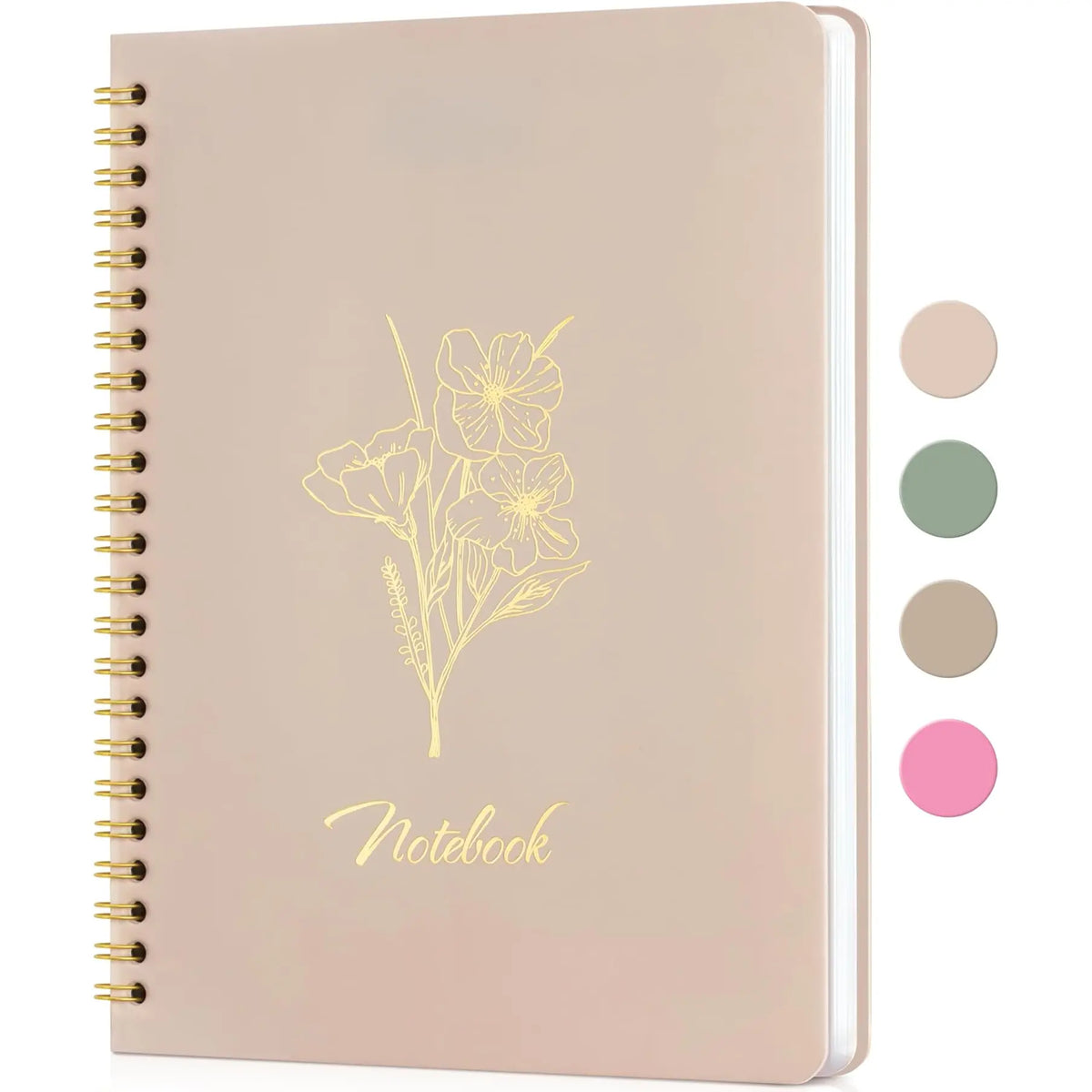 Notebooks for Work, Small Cute Beige Hardcover Spiral Journal 6x9, 100 Pages | Aesthetic College Ruled Notebooks & Writing Pads for Women, Students, Office, School,  Thick Paper
