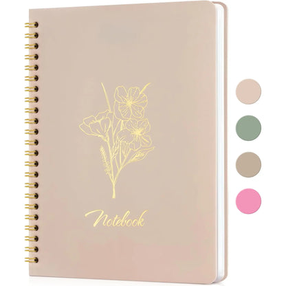 Notebooks for Work, Small Cute Beige Hardcover Spiral Journal 6x9, 100 Pages | Aesthetic College Ruled Notebooks & Writing Pads for Women, Students, Office, School,  Thick Paper