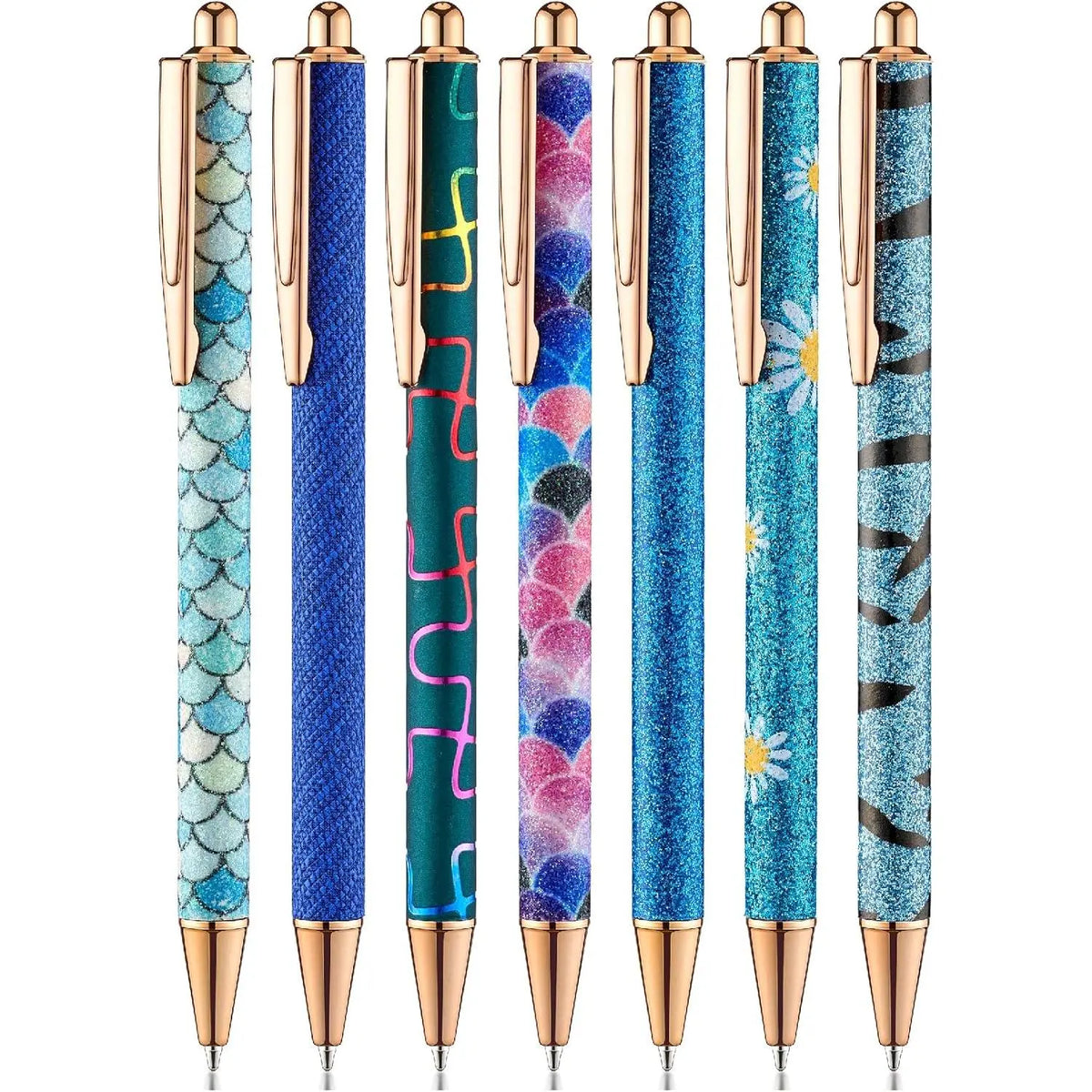 Mr. Pen Women's Rose Gold Reverie Cute Style Pens & Refills - 7 Retractable 1.0mm Gel Ink Ballpoint Writing Tools, 10 Extra Refills for Journaling (Office Stationery), Retractable Tip