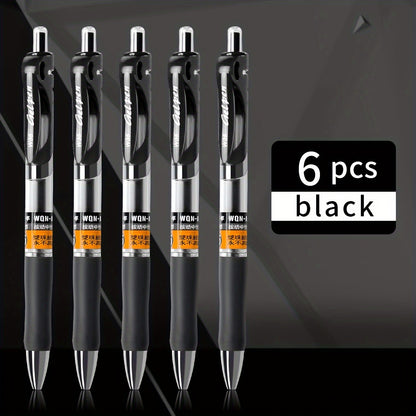 WQN 3/6/12pcs Black Quick  Press Gel Pen 0.5mm Rollerball Pen Black Ink Visible Ink Conference Office Pen Simple Back to School Season