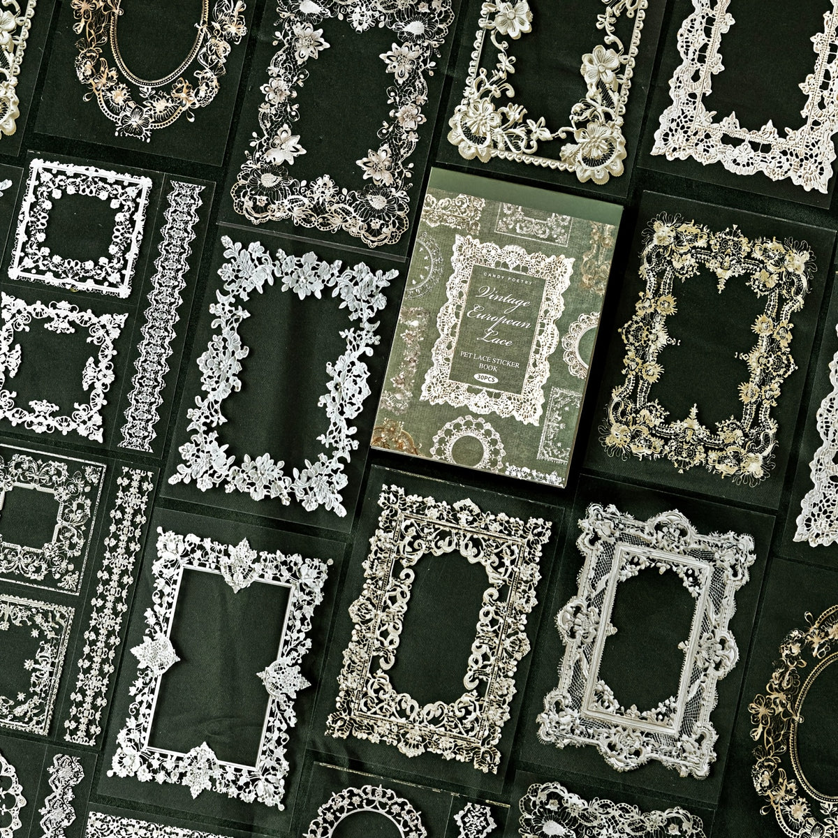 A Notebook with 30 Sheets of Office Stickers, Made of PET Material, Featuring a Lace Museum Series with Lace-Themed Stationery And Decorative Stickers for Various Occasions, Suitable As Gifts for Holidays And Birthdays